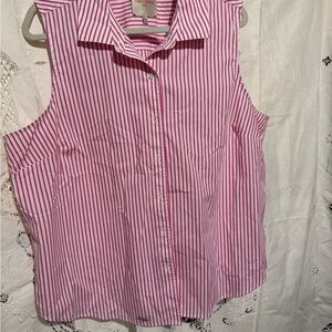 Casa cabana Sleeveless Pink Stripe Button-Front Blouse